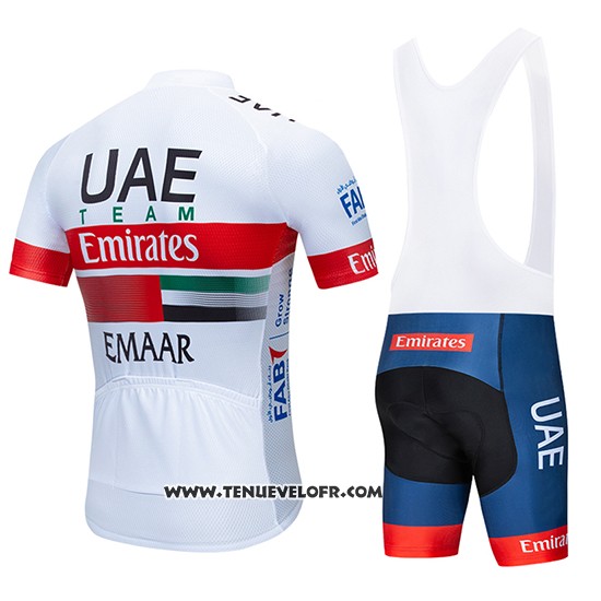 2019 Maillot Ciclismo UCI Mondo Champion UAE Blanc Rouge Manches Courtes et Cuissard